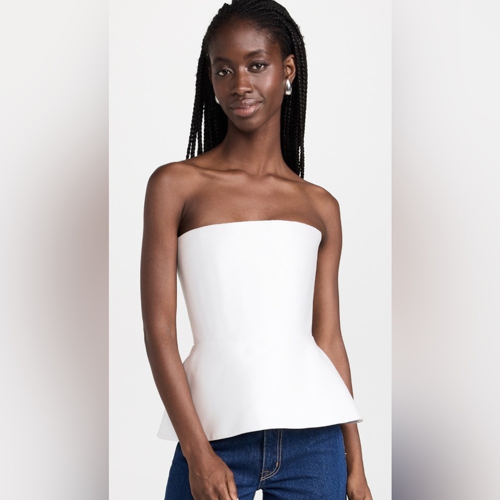 Elegant White Strapless Peplum Top
